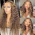 Honey Blonde Deep Wave Human Hair Wigs for Black Women