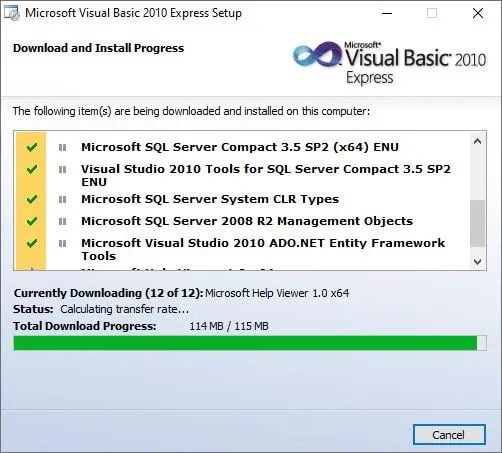 خطوات تثبيت برنامج Visual Basic.Net 2010