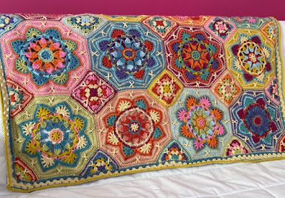Persian Tiles crochet blanket in the Eastern Jewels colour scheme
