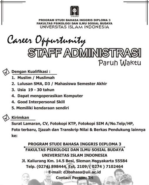 Lowongan Kerja di UII dan Yogyakarta: Career Opportunity 