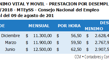 Rigen nuevos valores desde el 1 de diciembre para el SALARIO MINIMO VITAL Y MOVIL y la PRESTACIÓN POR DESEMPLEO