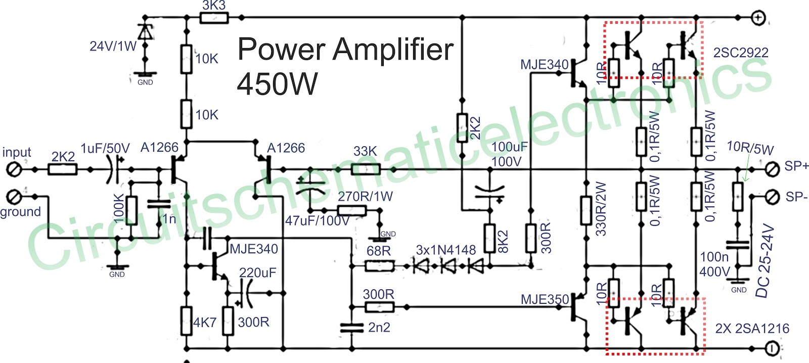 Power Amp Diagram - Power Amplifier 450w With Sanken - Power Amp Diagram