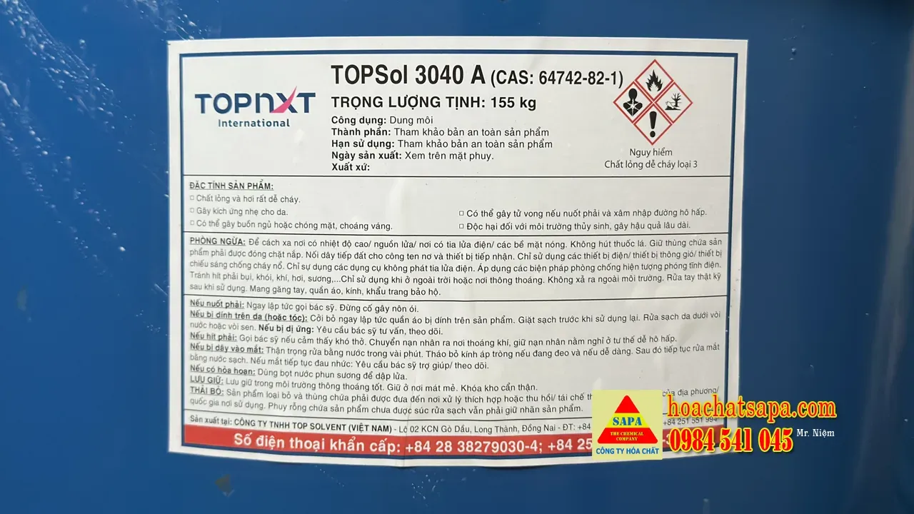 TOPsol 3040 - Low Aromatic White Spirit - Mineral Spirit - Dung môi 3040