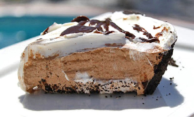 Irish cream in a chocolate pie in a chocolate crust