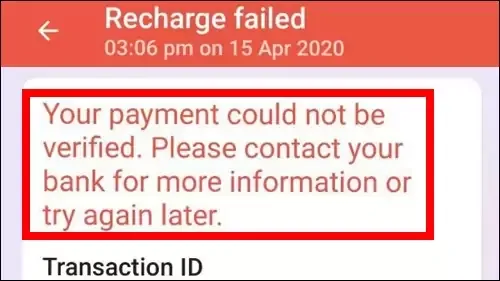 How To Fix PhonePe Recharge Failed Your Payment Could Not Be Verified Contact Bank Problem Solved
