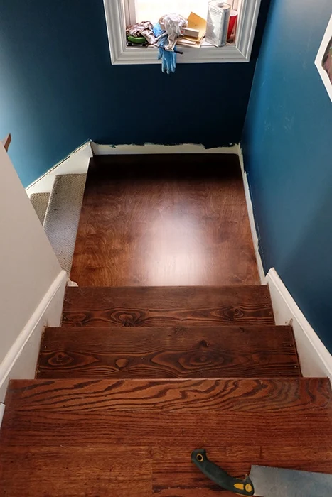 stained plywood landing