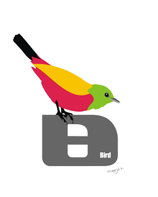 b is for bird, alphabet poster