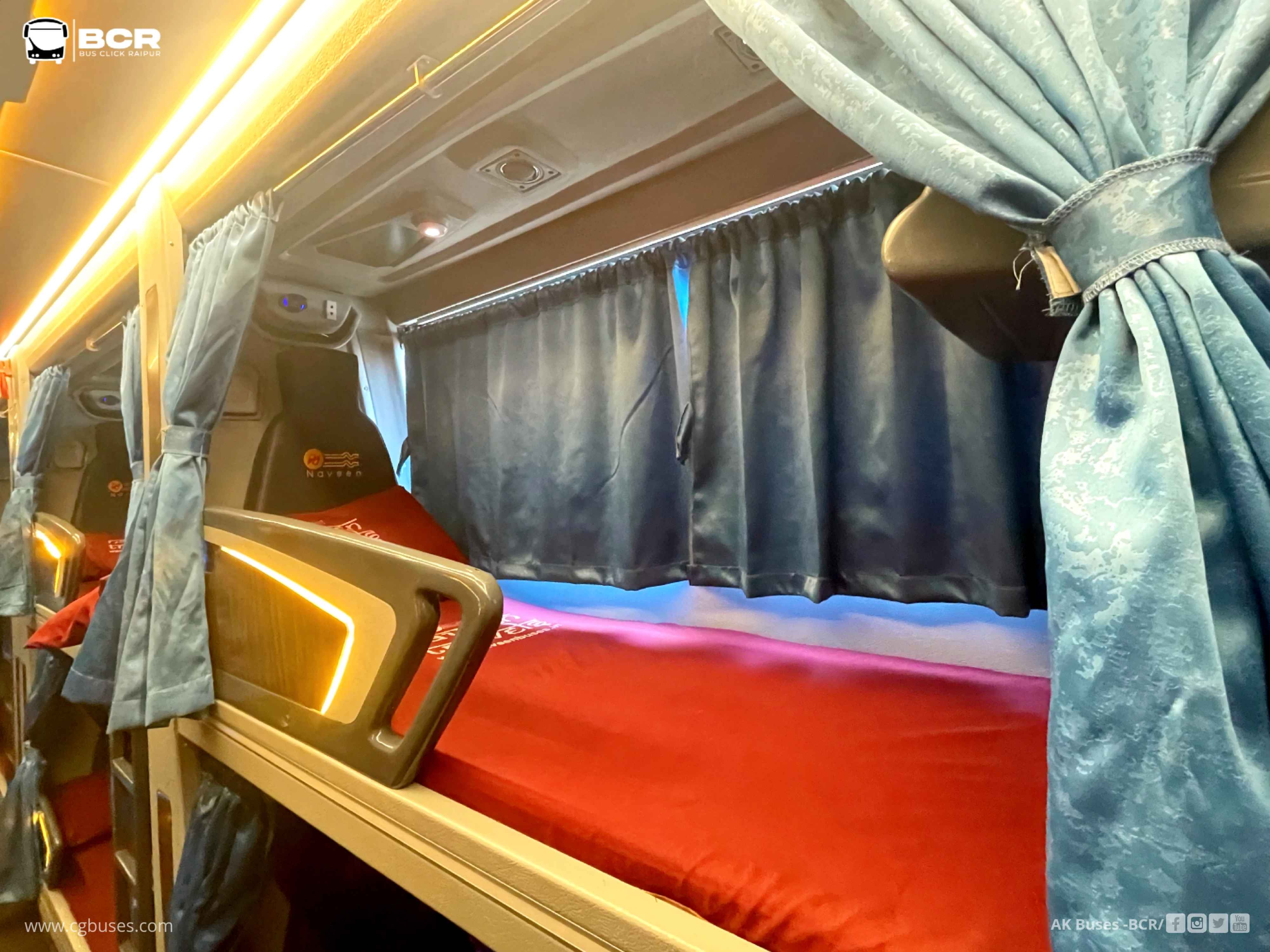 Naveen Travels Sutlej S-1800 Bus Interior - Single Sleeper Berth