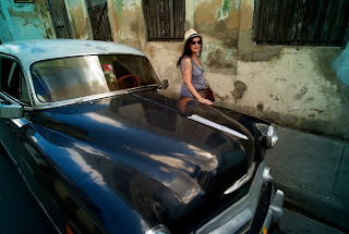 Santiago de Cuba vintage car and Kat