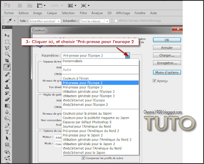 choisir parametres couleurs sur photoshop