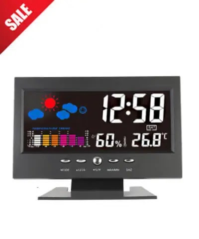 3-in1 Table Clock with Time, Temperature and Humidity Display