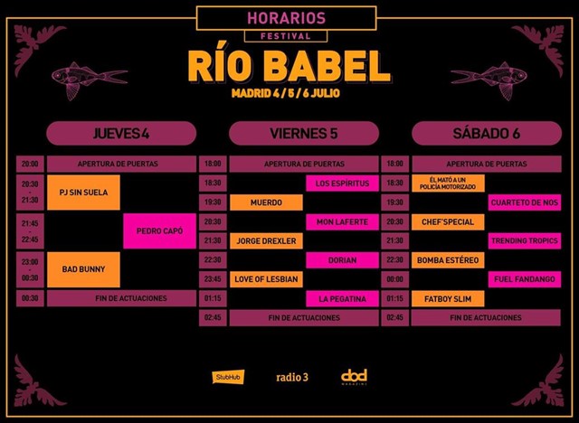 Horarios Festival Río Babel 2019