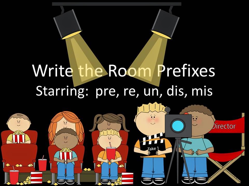 http://www.teacherspayteachers.com/Product/Lights-Camera-Action-Write-the-Room-with-Prefixes-1209109