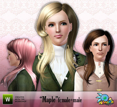 *free* Newsea Maple Male+Female Hairstyle. Download at The Sims Resource 