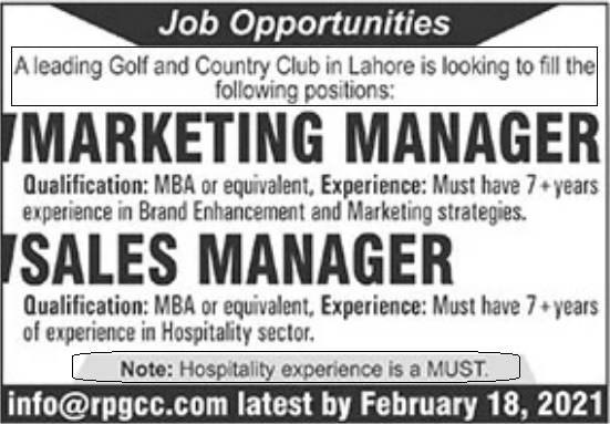 Royal Palm Golf and Country Club Jobs 2021 Lahore Jobs 2021
