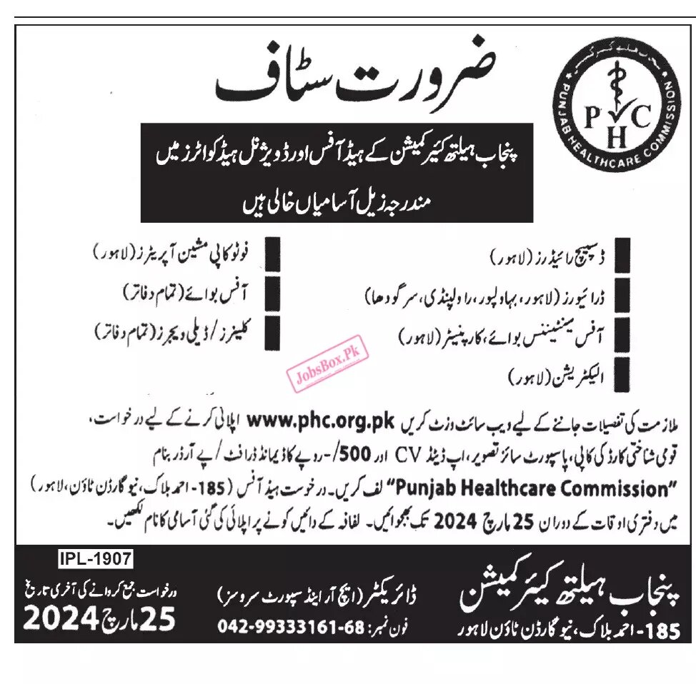 Punjab Health Commission PHC Jobs 2024