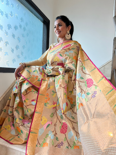 Katan silk saree, pure sari work