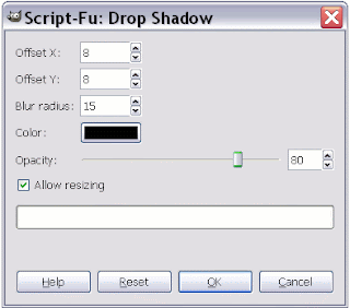 drop shadow dialog box