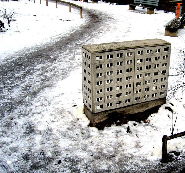 Miniature Buildings Street Art by Evol