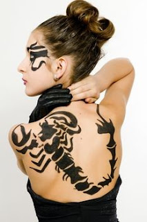 Scorpion tattoo on the back Beautiful Women