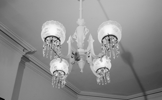 Historic American Buildings Survey J. Alexander, Photographer August 1968 GAS LIGHT FIXTURE IN FRONT PARLOR - Grafton Tyler Double House, 1314 Thirtieth Street Northwest, Washington, District of Columbia, DC