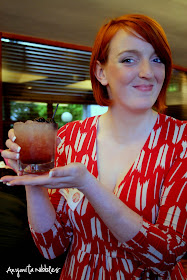 Charlotte from Gin and Ginger models a Bramble cocktail from Anyonita Nibbles