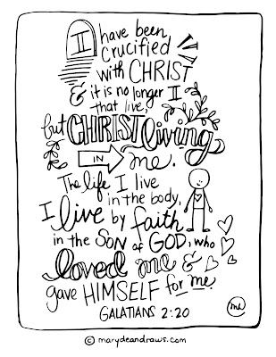 crucified with Christ printable coloring page image MarydeanDraws