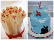 The red envelopes carried through the flying plane motif with the plane . (cake and fork)