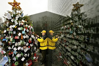 A Christmas tree at the Vietnam Veterans Memorial