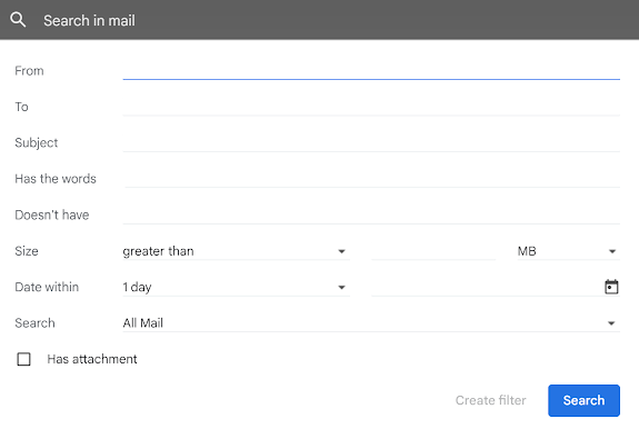 Gmail Advanced Search Options