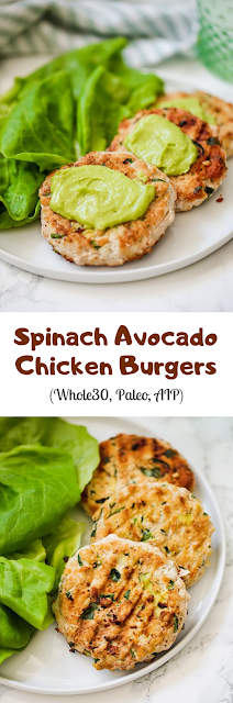 Spinach Avocado Chicken Burgers (Whole30, Paleo, AIP)