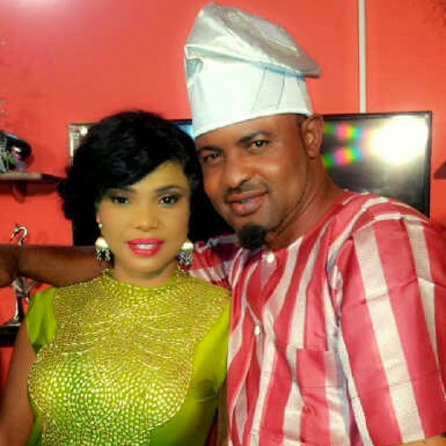 Iyabo ojo and Akin olaiya on set