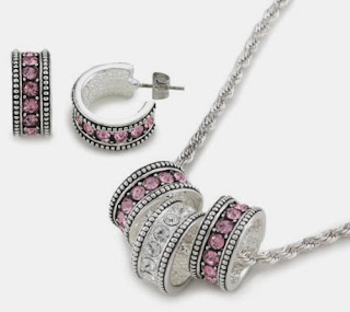 Western Edge Pink/ Blue Triple Ring Jewelry Set