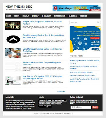 NTS Template Blog Simple Ringan Terbaru