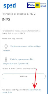 Passaggio 4 da Smartphone - al fondo della pagina clicchiamo su Non vuoi usare l'app PosteID? Accedi tramite codice sms