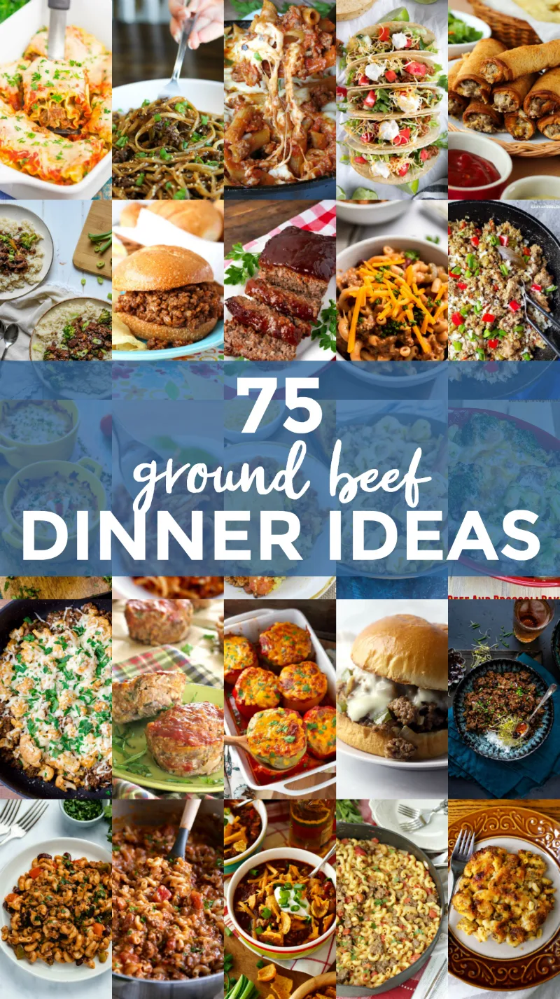 Are you looking for some ground beef dinner recipes? Is your freezer packed with ground beef and you just don't know what to make? Use this collection of 75 Ground Beef Dinner Ideas to give you some inspiration on what to make for dinner tonight! #groundbeef #dinner