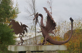 Onaway, Michigan knight and dragon sculpture