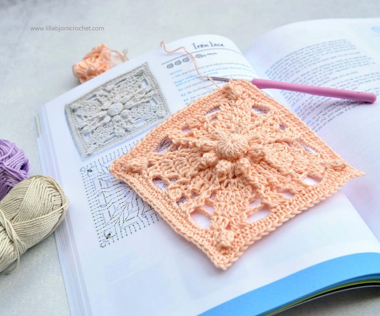 Granny Square Flair book by Shelley Husband of @Spincushions. Reviewed by www.lillabjorncrochet.com