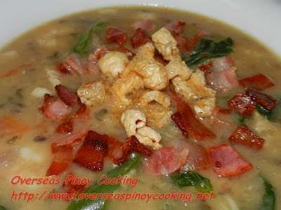 Ginisang Munggo with Bacon and Pork Chicharon