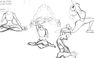 various yoga poses sketched