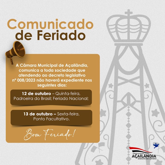 Câmara de Açailândia decreta Ponto Facultativo nesta sexta-feira (13)