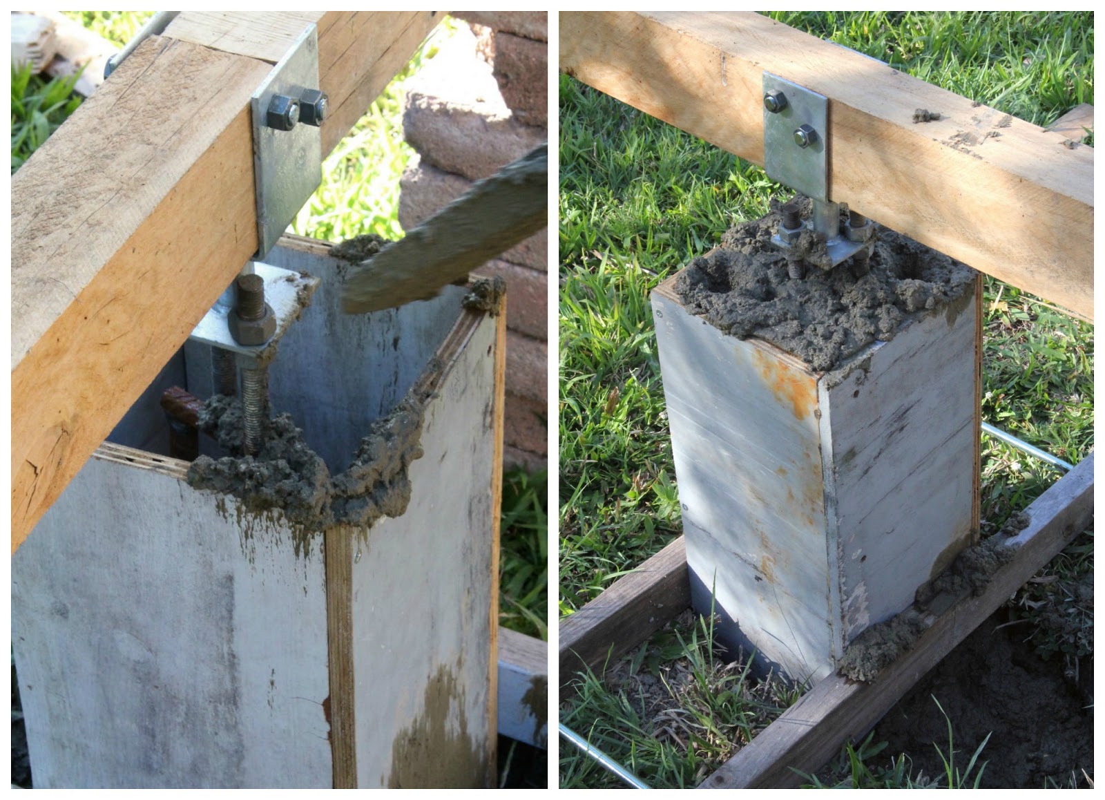 crazy house capers: Old-fashioned shed build - concrete stumps.