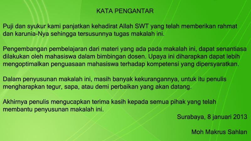 Contoh Kata Pengantar Makalah - Makrus Bindo