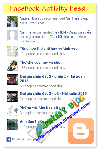 Thêm Facebook Activity Feed Plugin cho Blogger