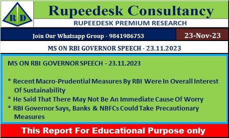 MS ON RBI GOVERNOR SPEECH - 23.11.2023