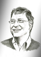 Bill Gates. Atualização para Windows 7 chega ao fim em 14 de janeiro de 2020. Desenho com lápis. Artista japonês Mazda Mihiro. Blog Belverede. Eliseu Antonio Gomes. https://belverede.blogspot.com.br