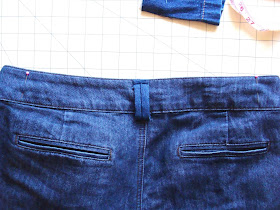 How many belt loops are on pants? Usually 5. Measure and mark where you'll sew your loops.