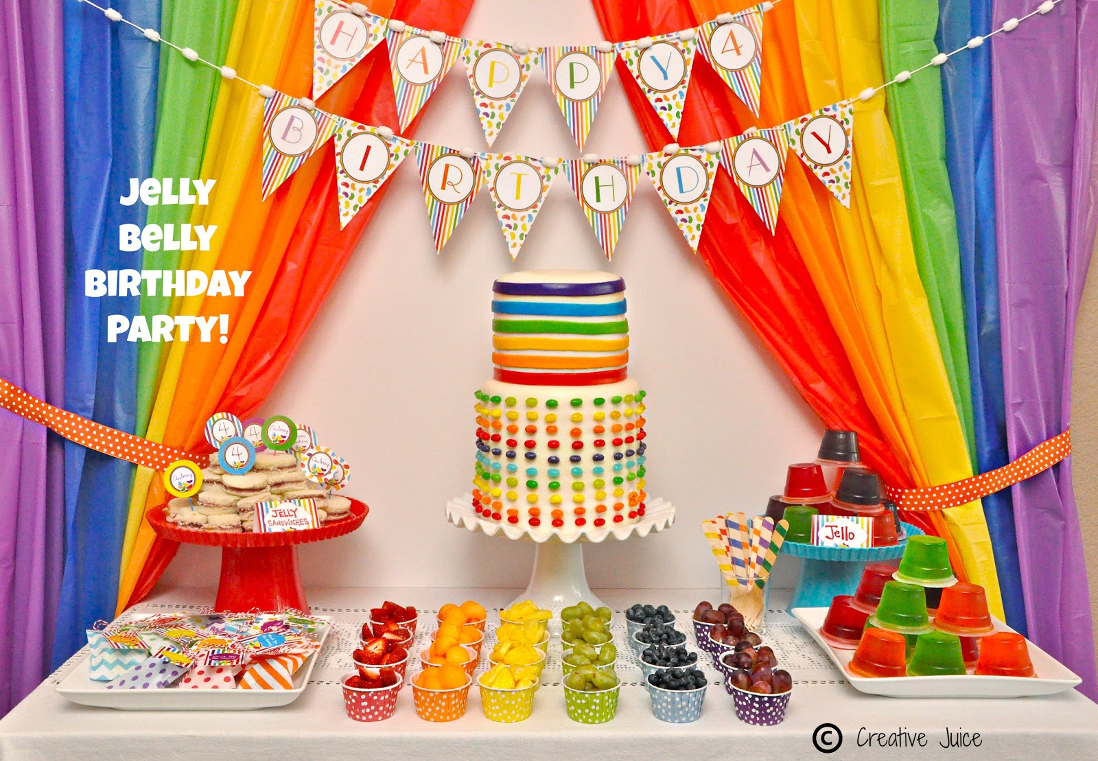  PARTIES  rainbow  jelly bean birthday  party  Creative Juice