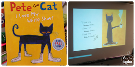Reading Pete the Cat to practice color words