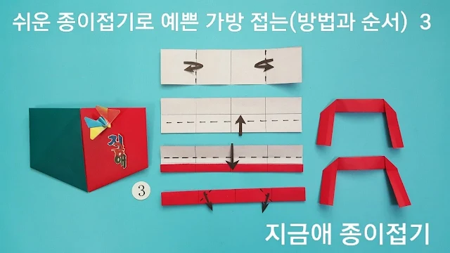 가방의 손잡이를 접는 설명입니다.